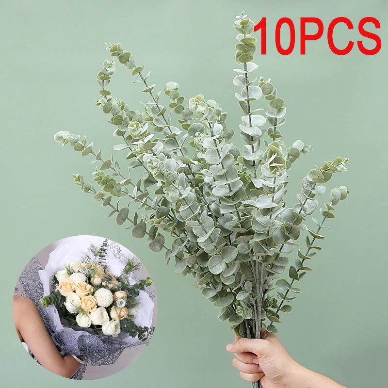 10 Stück künstliche Pflanzen, Eukalyptusblätter, grünes Blatt, DIY-Blume für Heimdekoration, Hochzeit, Party, Blumensträuße, künstliche Pflanze, FH7