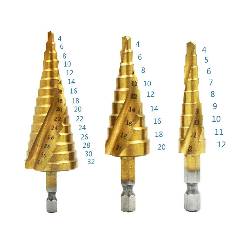 HSS Titanium-Gecoate Spiraalgroef Stapboor Of Rechte Gegroefde Boren 3-12 4-12 4-20 4-32 Voor Hout Metaal Gatensnijder