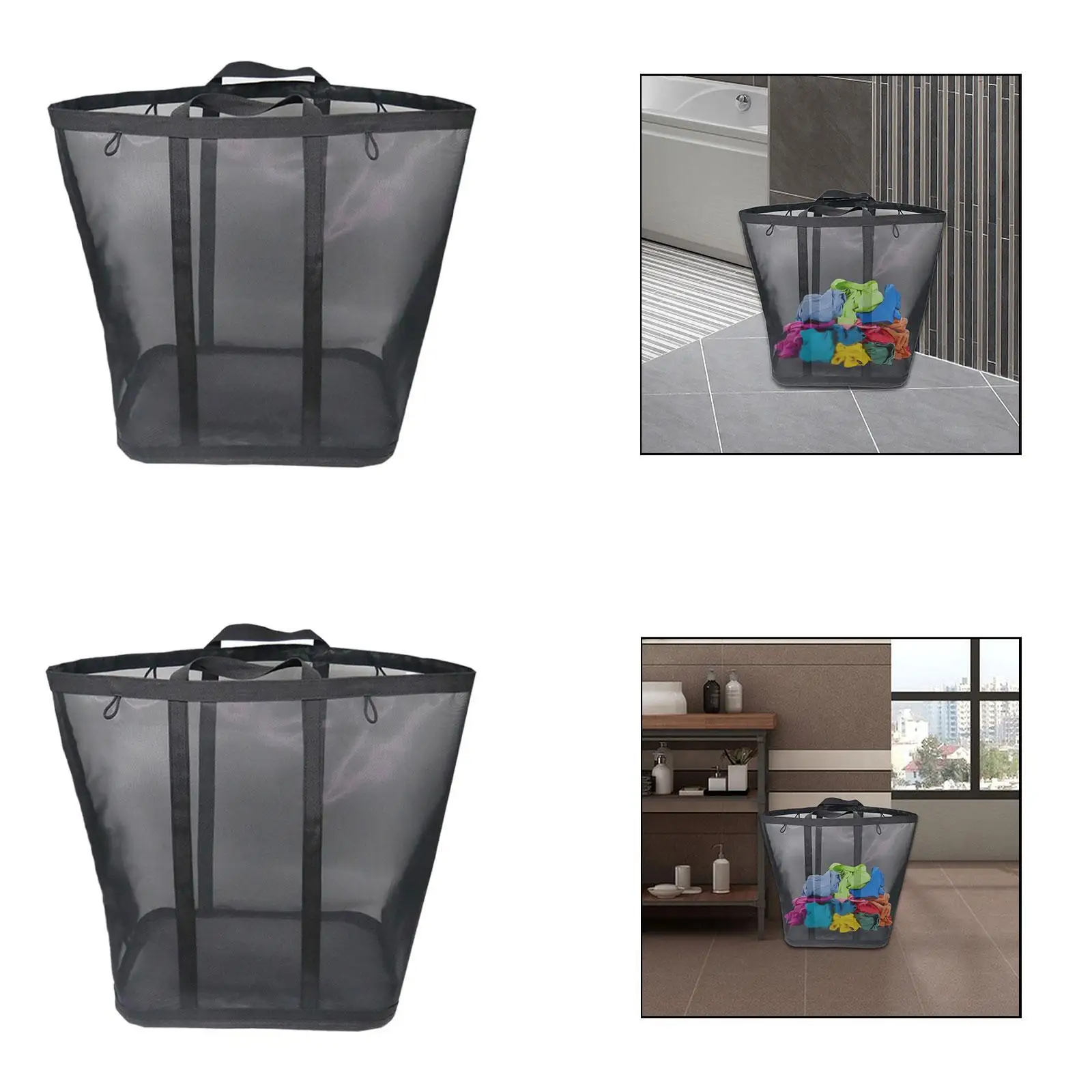 

Mesh Beach Bag Laundry Basket Foldable Laundry Hamper for Trip Essentials