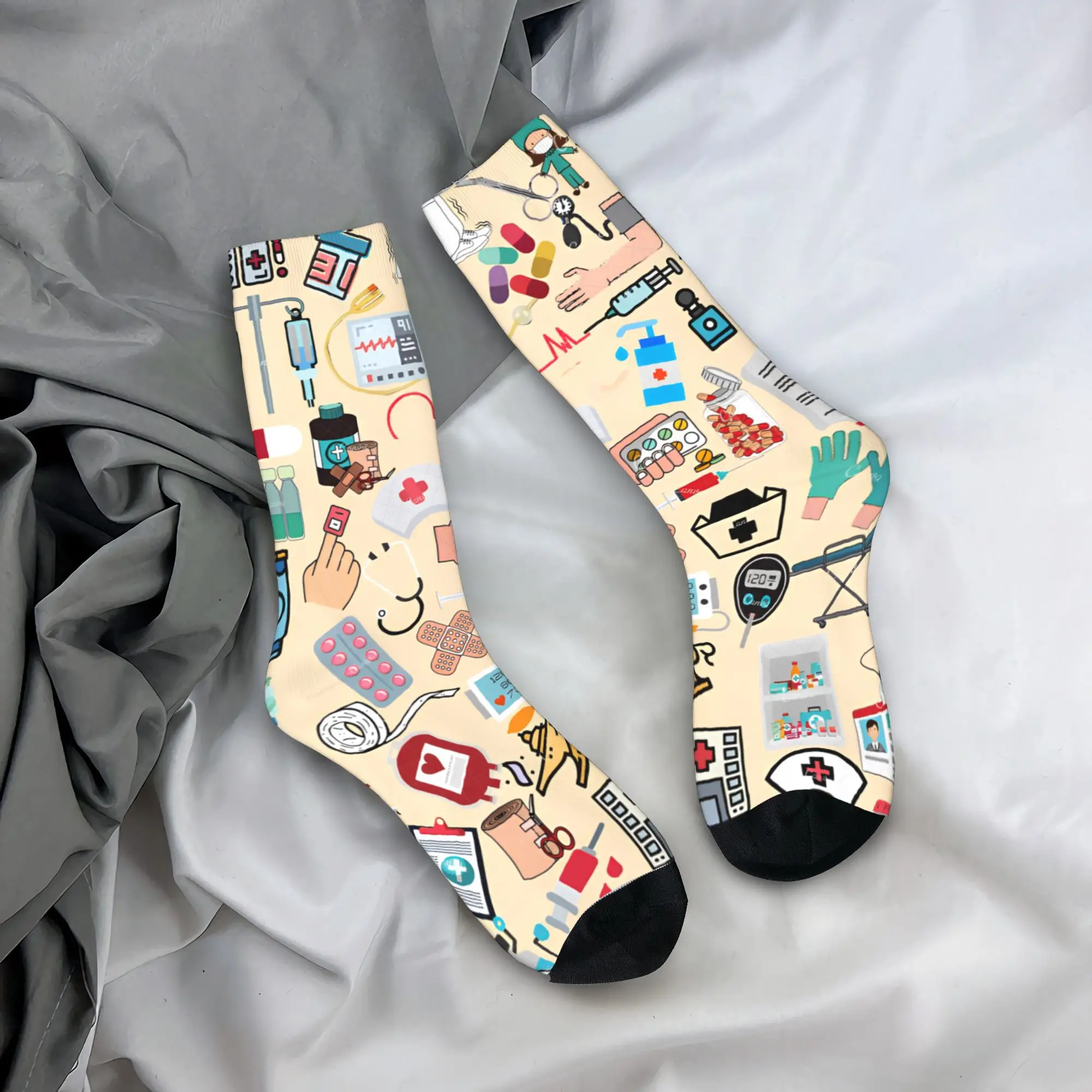 Enfermera En Apuros Doctor Nurse Stockings  Casual Socks Men Warm Soft Socks Winter Climbing Pattern Anti Skid Socks Gift Idea