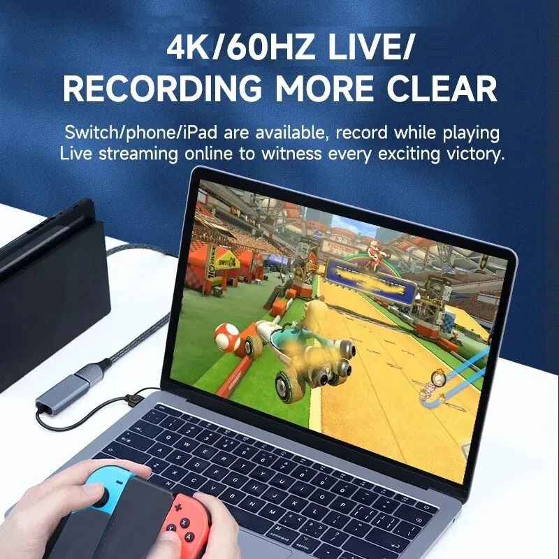 Tarjeta de captura de vídeo 4K HDMI a USB3.0, caja de grabación de vídeo compatible con HDMI tipo C para PC, cámara de ordenador, reunión de grabación de transmisión en vivo