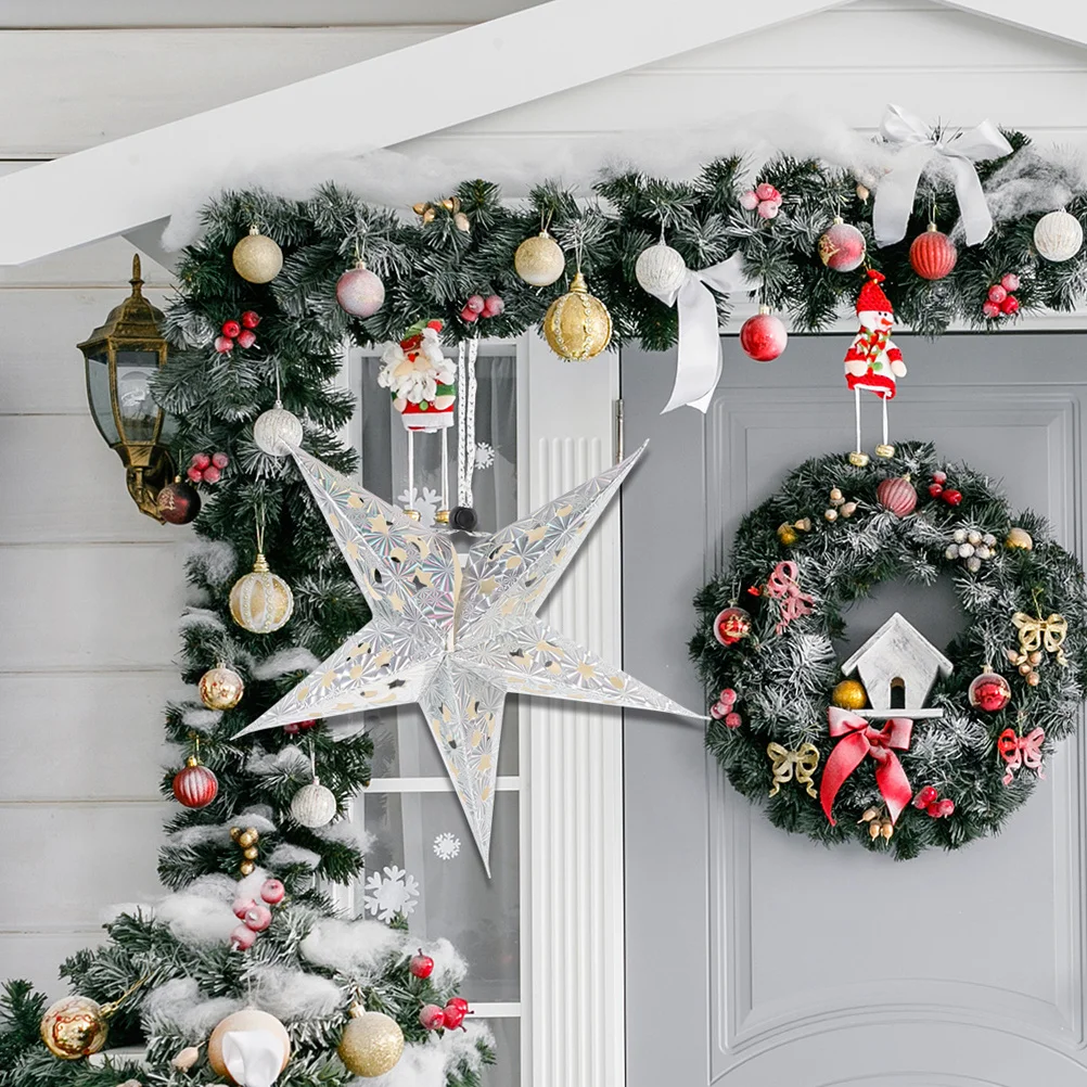 

6Pcs Five-Pointed Star Pendant Lampshade Stereoscopic Paper Star Hanging Ornament for Ceiling Xmas Party Layout Decor