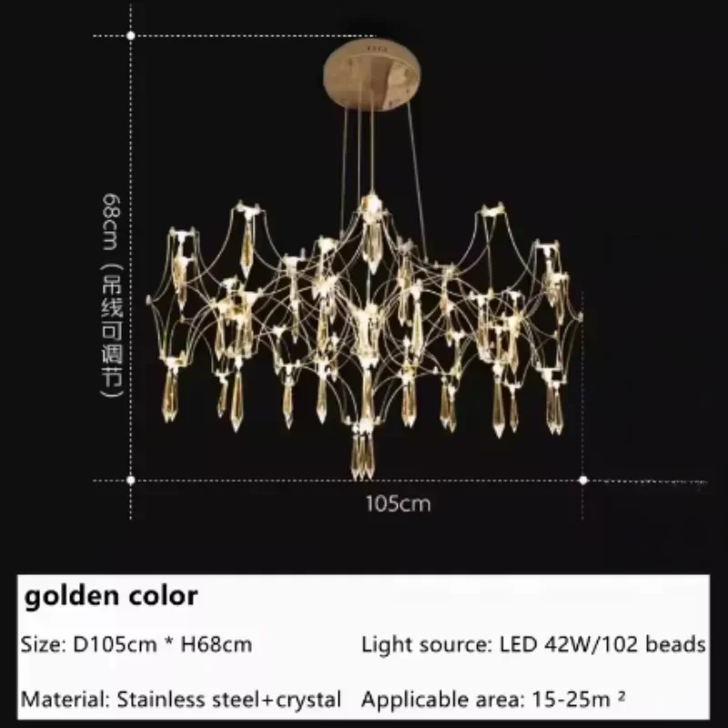 Noordse luxe kristallen kroonluchter Gypsy Firefly kristallen kroonluchter woonkamer villa duplex trap Dandelion hanglamp