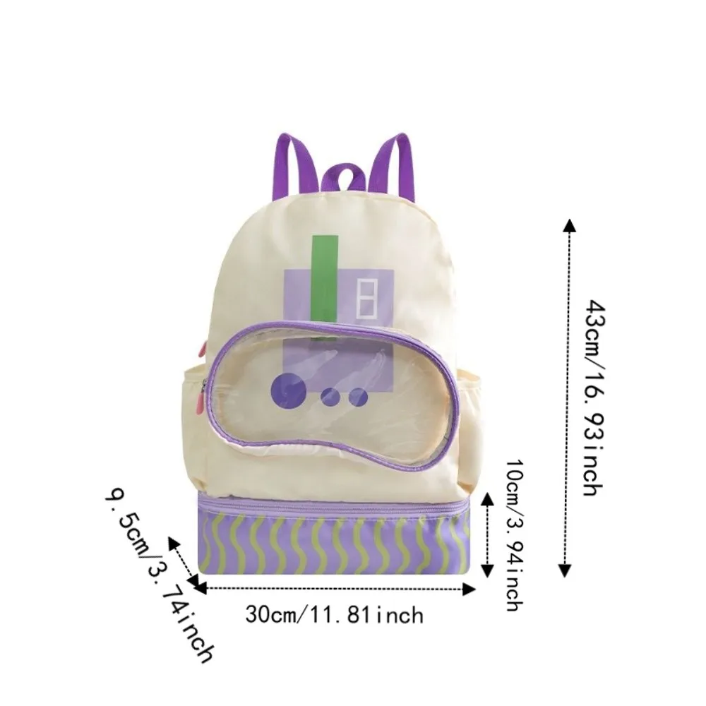 Wasserdichte Schwimm-Aufbewahrungstasche Cartoon-Design Nass-Trocken-Trennung Schwimm-Rucksack Doppelschulter-Schuhfach – Detail 1