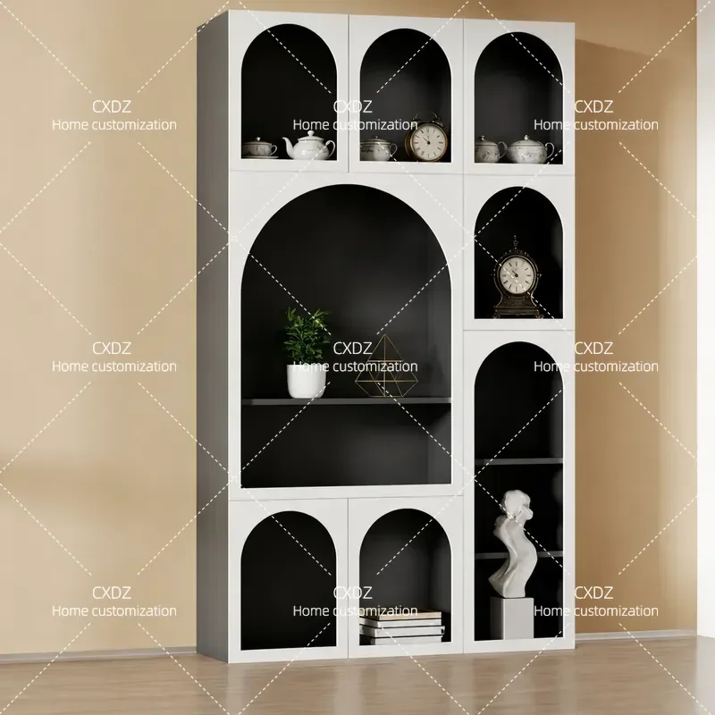 Nordic Painted Bookcase Modern Simple Display Cabinet Decorative Partition Shelf Wine Rack Customizable Storage Unit