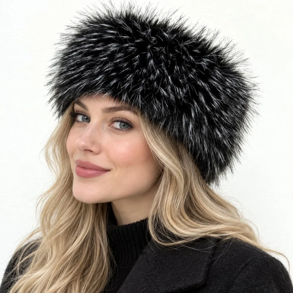 Soft Thick Furry Hairband Imitation Fox Fur Keep Warm Fake Fur Hat Russian Style Keepwarm Headband Winter