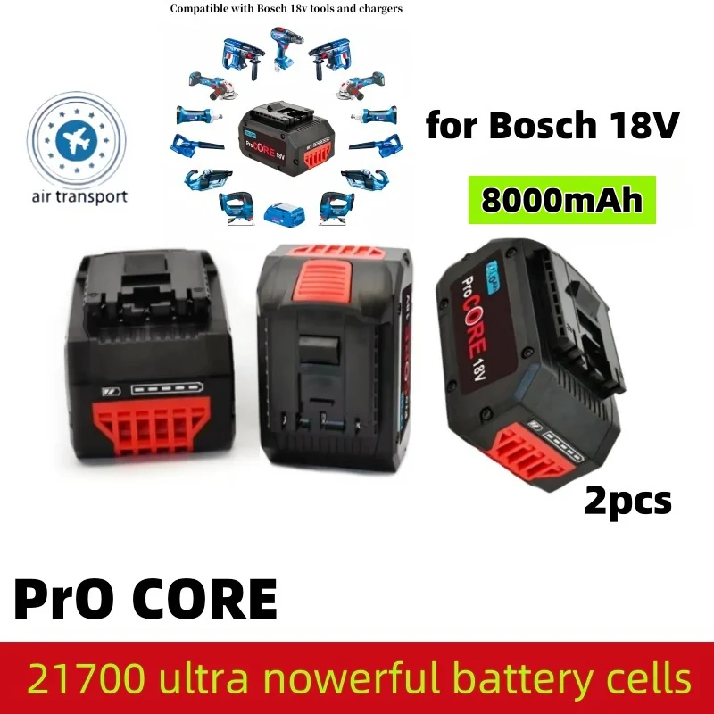 

Сменный аккумулятор ProCORE 18 В 8000 мАч. Для аккумуляторных инструментов Bosch 18 В BAT618 BAT609 GBA18V 21700, силовой элемент высокой мощности 5C, 8000 мАч