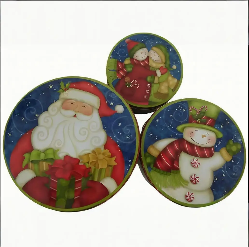 【Clearance Last 4 Sets!】3PCs Premium Metal Santa Claus Gift Box Set - Christmas Tree Storage Case, Xmas Eve Iron Present Boxes,