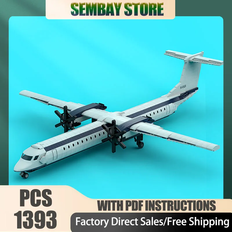 Raumschiff Moc Bausteine Modular Dash 8 Q400 Kommerzielle Flugzeug Technologie Blöcke Weihnachten DIY Spielzeug Bau Geschenke