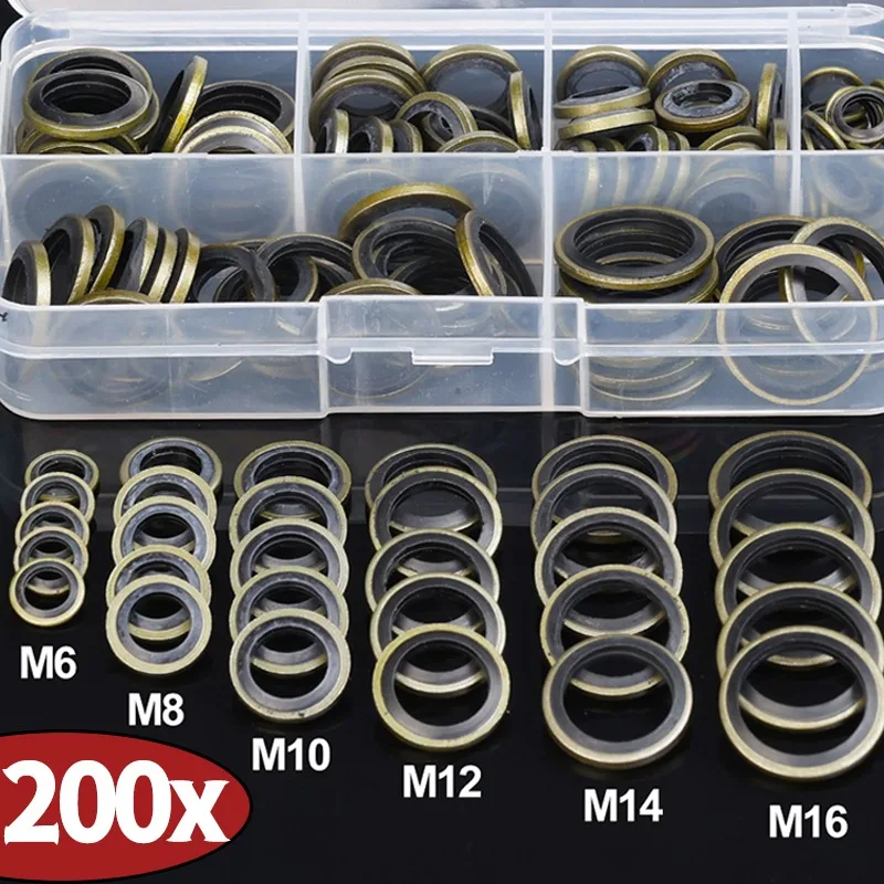 Kit de 100/200 piezas de juntas de goma para tapón de drenaje de aceite, arandelas de sellado reemplazables para cárter