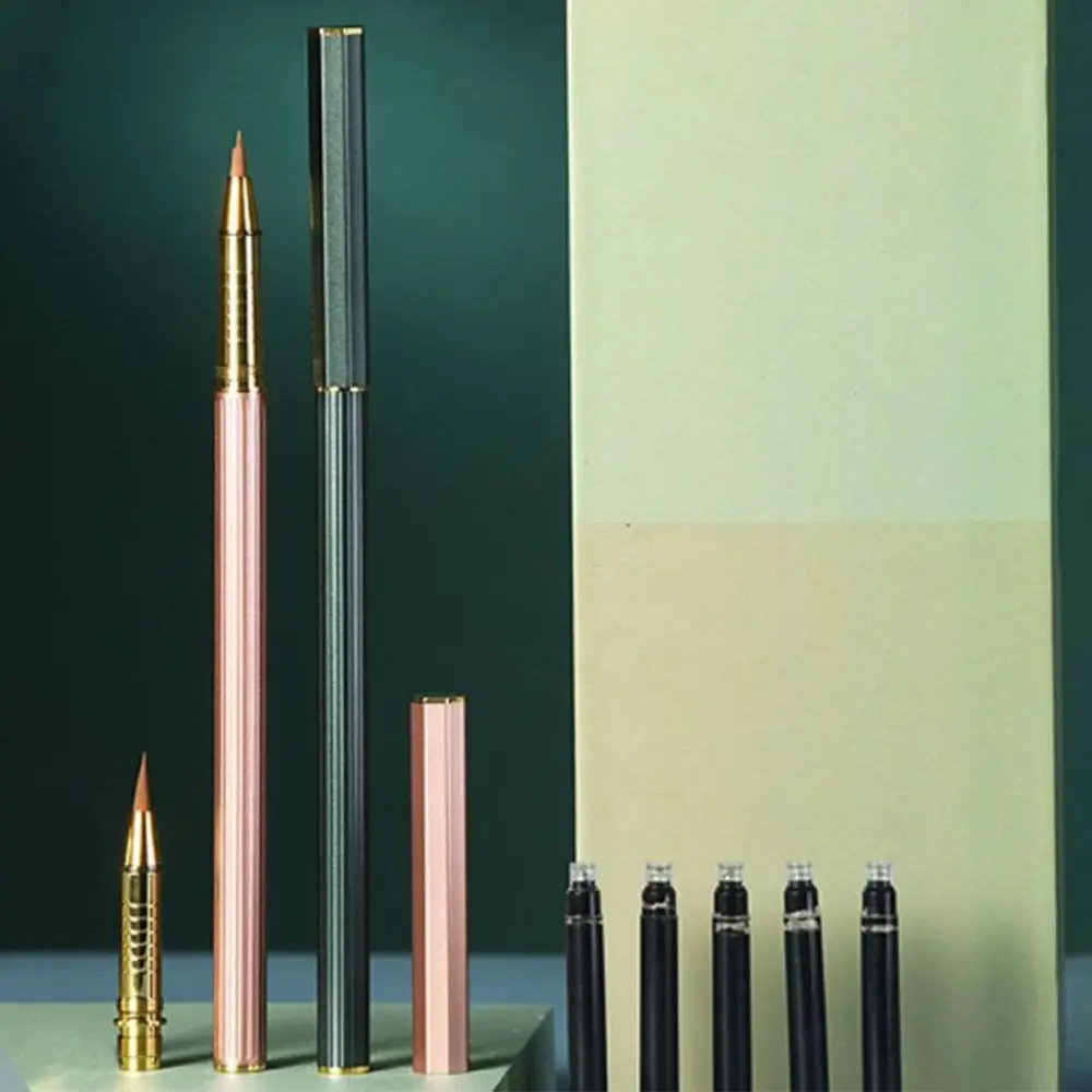 Soft Morandi Calligraphy Brushes Metal Rod Weasel Hair Regular Script Brush Reusable Practice Calligraphy Pen-type Brush