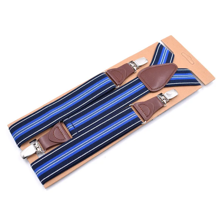 Tirantes de cuero para Hombre, Suspensorio para adultos, a la moda Suspensorio, 3 Clips