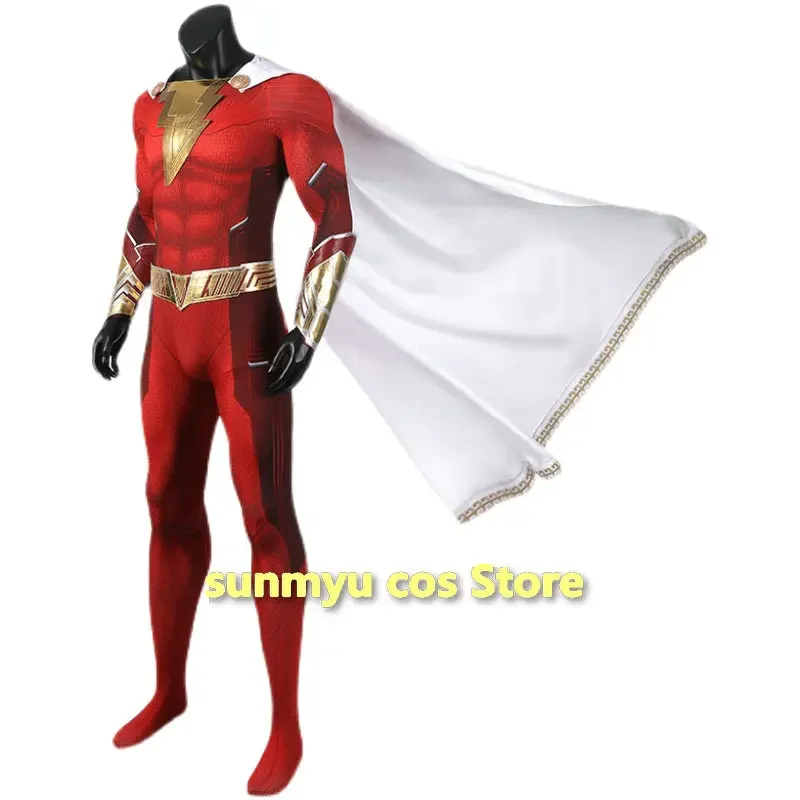 

Movie Captain Shazam Cosplay William Cosplay Costume Halloween Uniform Superhero Jumpsuit Shazam Fury of the Gods