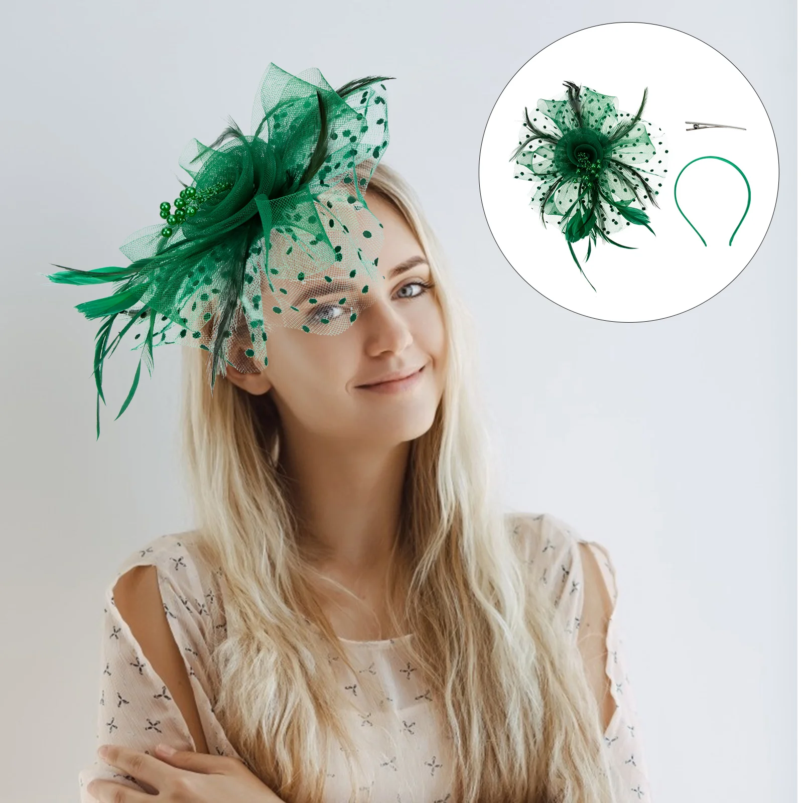 

Women's Mesh Hat Delicate Party Hairband Portable Headdress Wear-resistant Multi-function Fascinators for Ties Bands