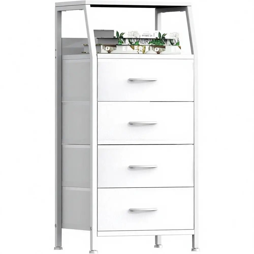 

Storage Tower, Bedroom, White Clothes Ders, Closet Organizer, Kids Room, Entryway, Nightstand, Sturdy Steel, Wooden Top