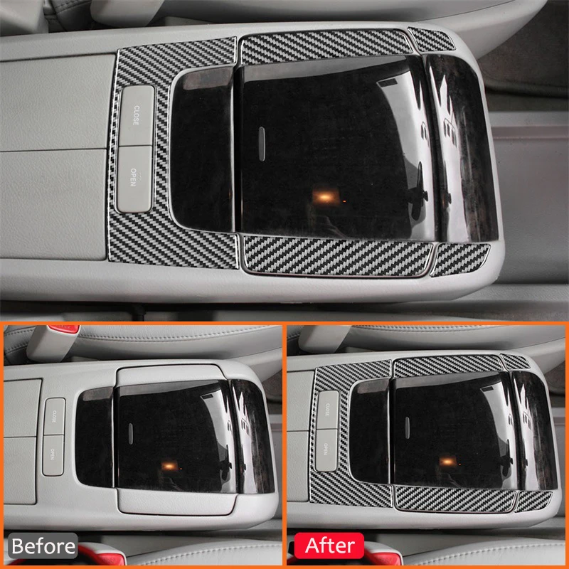 Carbon Fiber Car Central Console Storage Box Panel Frame Trim Strips Interior Decoration Sticker For LEXUS RX300 RX350 2004-2009