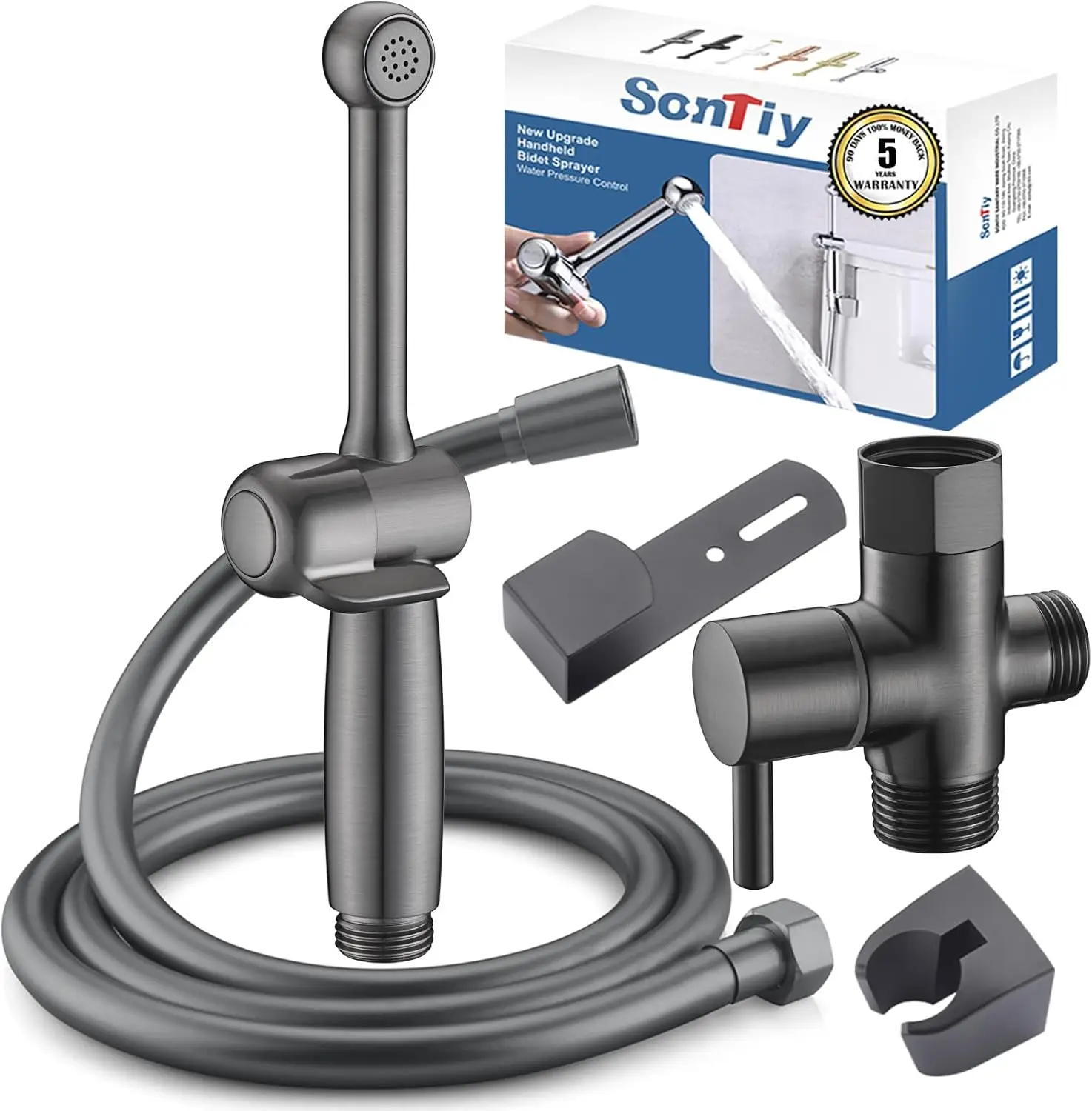 Handheld Bidet Toilet Sprayers Black Stainless, Cloth Diaper Sprayer Bathroom Hand Held Jet Spray Bidet Attachment for Toilet