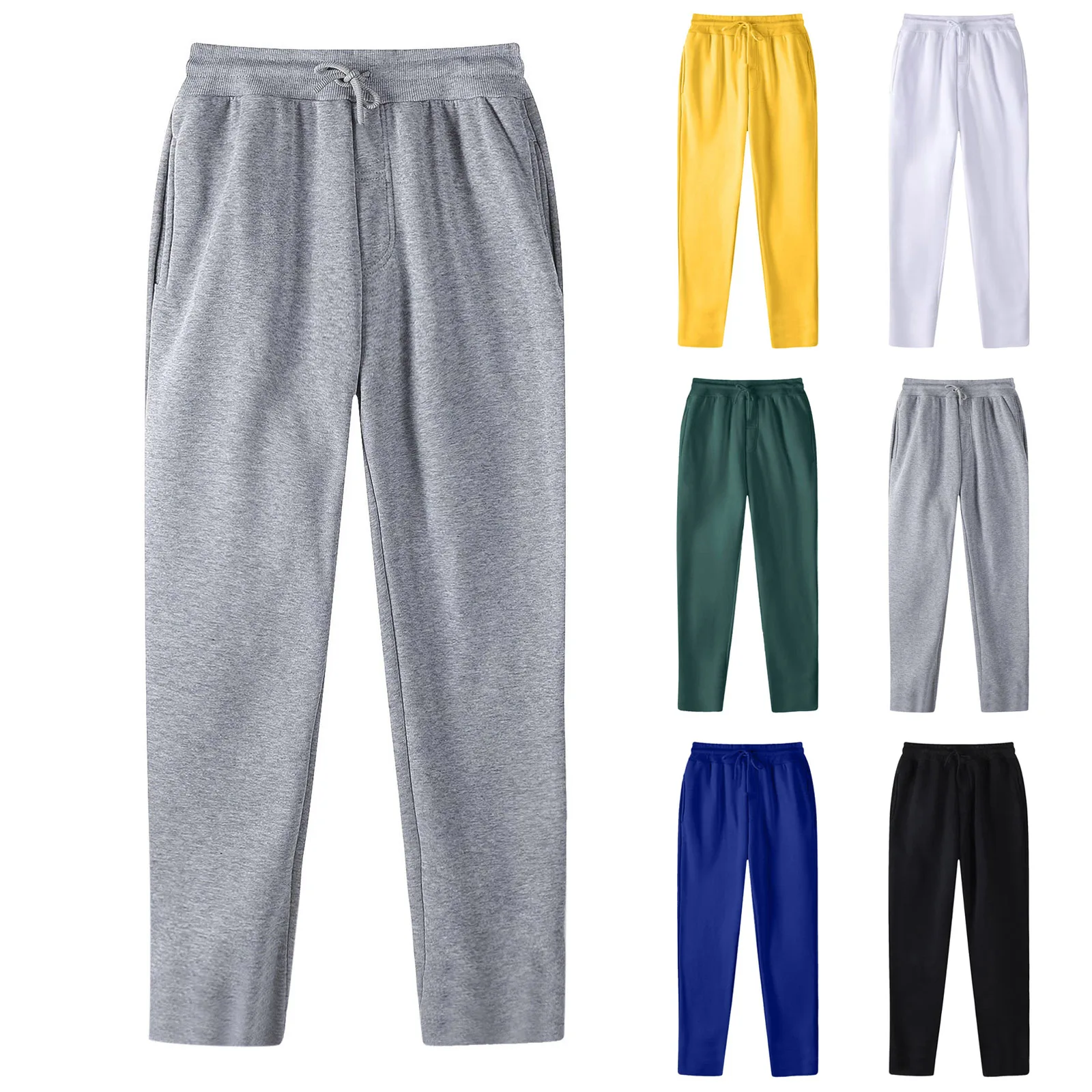 

Fleece Lined Solid Color Casual Straight Leg Sweatpants Women Workout High Waist Drawstring Pants Pockert Sport Trousers