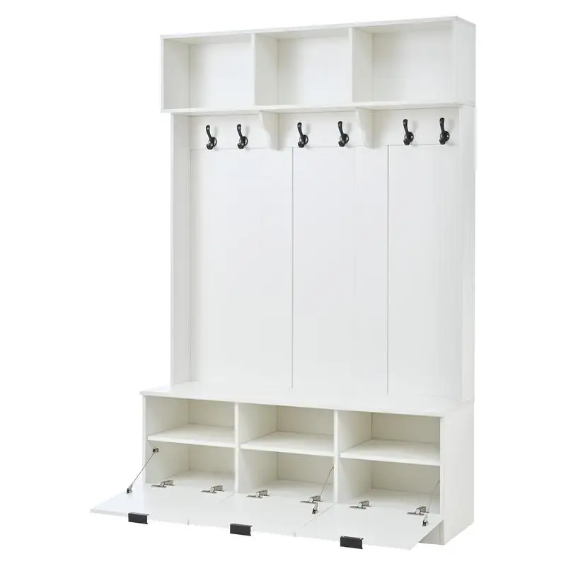 

2m 3 Cabinets & 3 Clothing Racks in Warm White - Stylish Storage Solutions