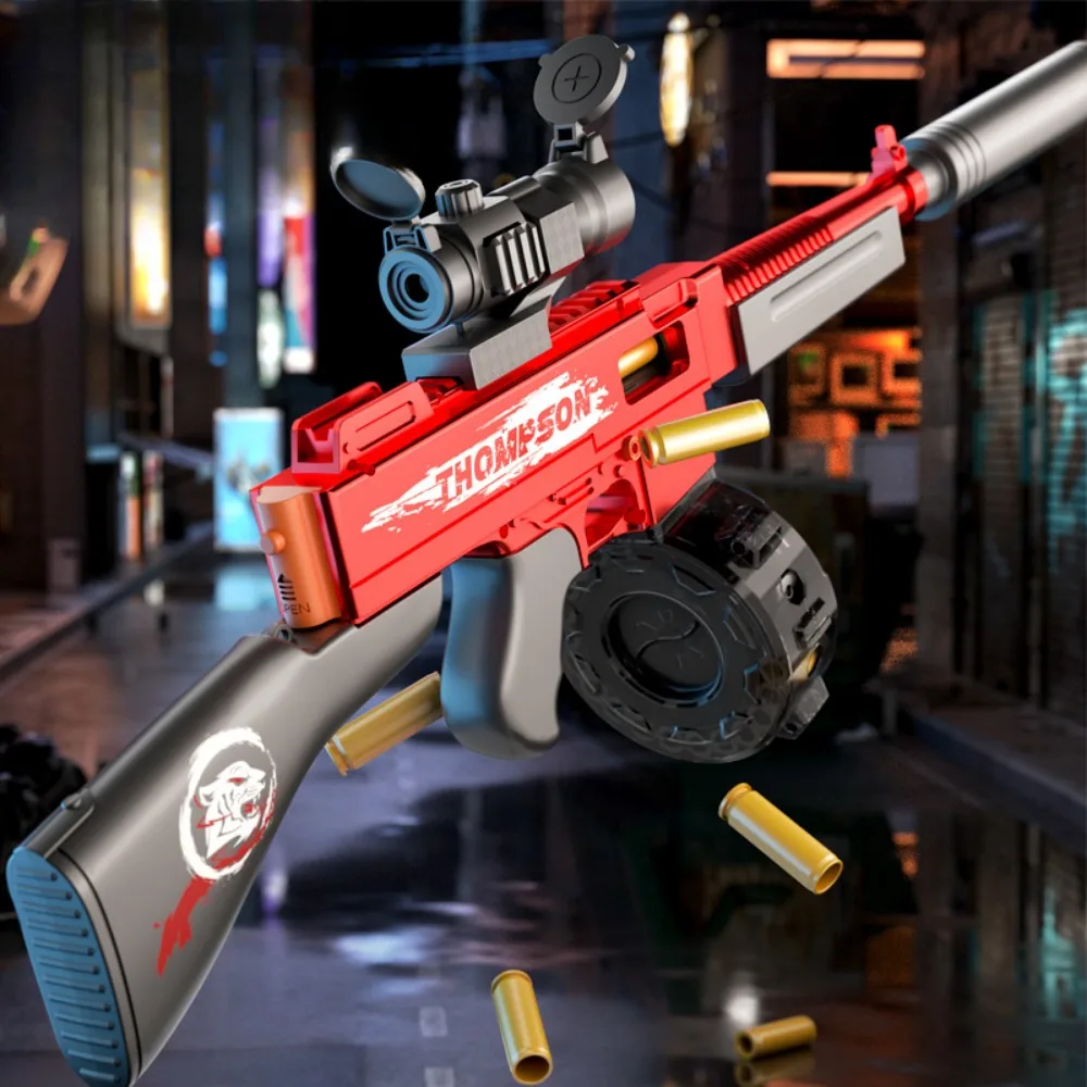 Electric Soft Bullet Toy Gun with Throwing Shell Submachine Gun Model Outdoor Shooting Games Christmas Gift for Boy Adult