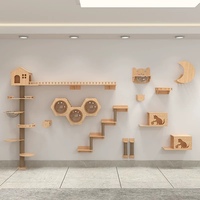 Wooden wall-mounted cat tree with sisal scratching posts Cat hammock Staircase Cat jumping, play and climbing frame