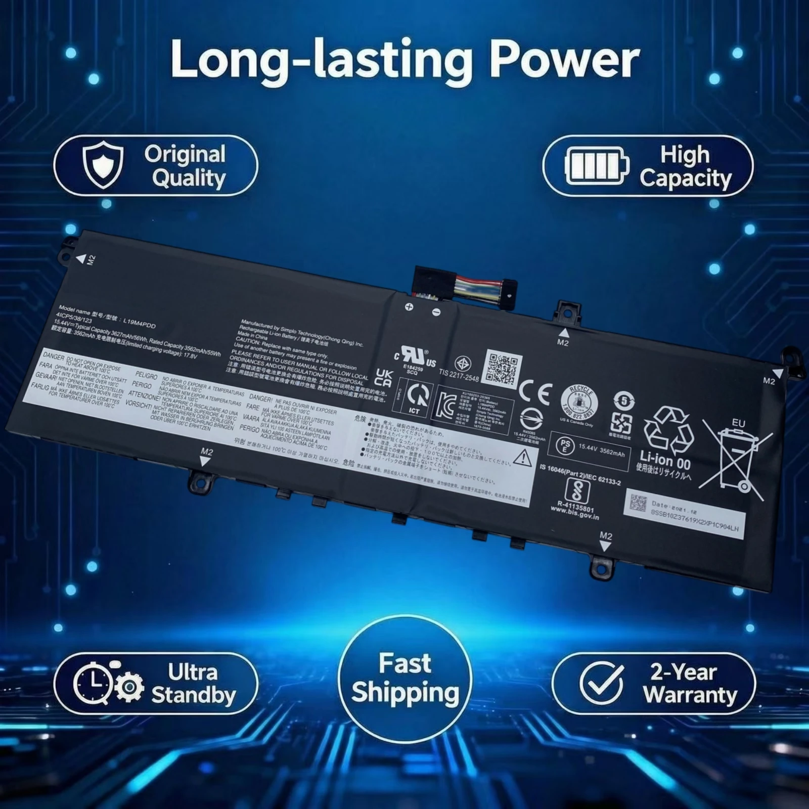 New Original L19C4PDD L19M4PDD Laptop battery For Lenovo ThinkBook 13S 14S G2 ITL 5B10Z37621 SB10Z37619 5B10Z37617 5B10Z37618