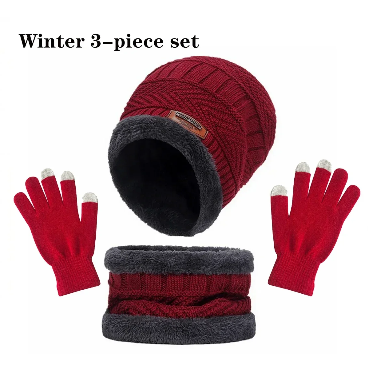 Soft Fleece Lined Winter Set, Warm Hat Scarf And Touchscreen Gloves Cold Weather Thermal For Unisex