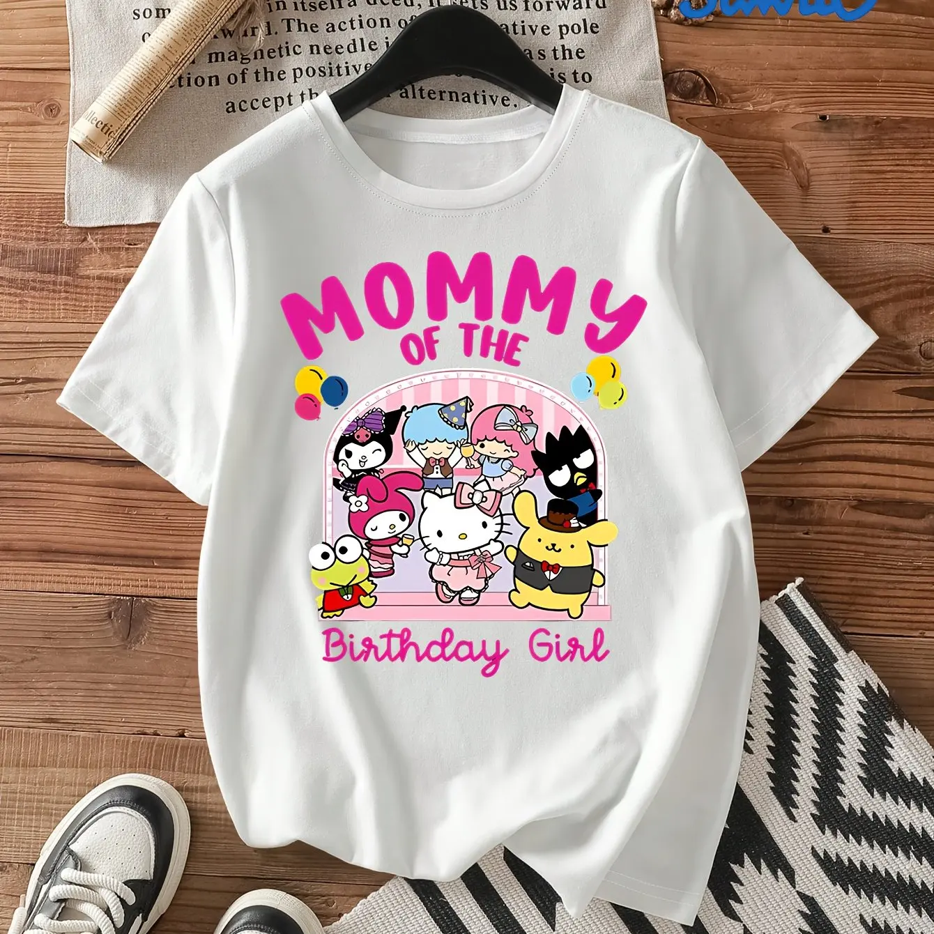 

Hello Kitty T-Shirt Sanrio Hello Kitty 50th Anniversary Women's Short Sleeve T-Shirt Vibrant Red Casual Top