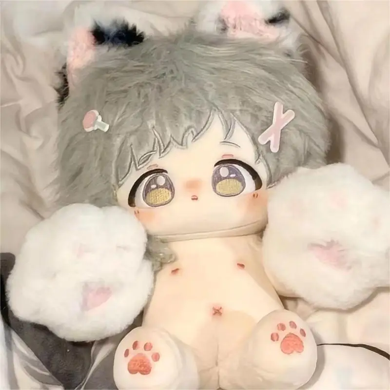 

20 см Bungo Stray Dogs Nakajima Atsushi, плюшевая кукла, нарядное платье, хлопковая кукла, тело со скелетом, плюшевые игрушки, уши, фигурка, отправить другу