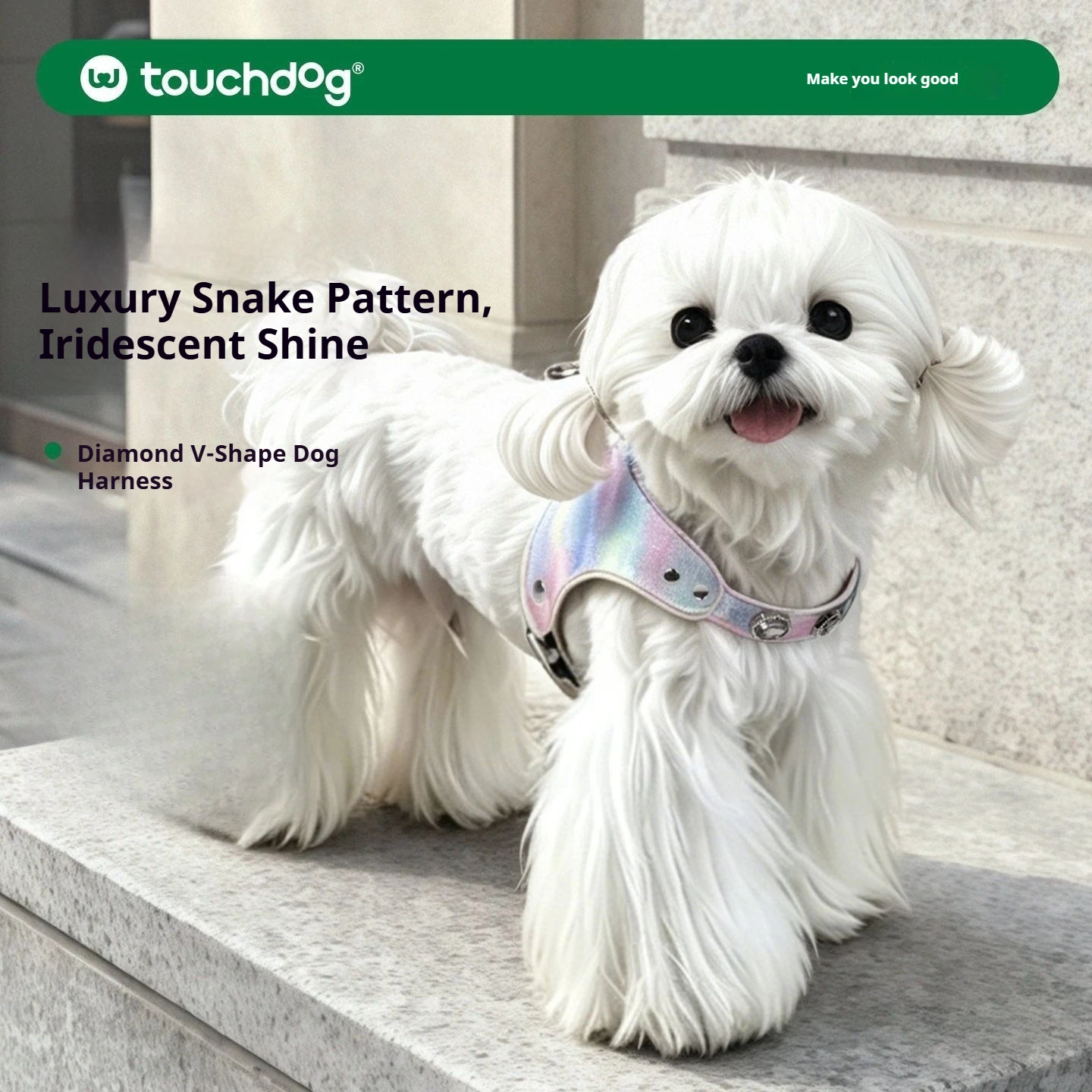 Touchdog Rhinestone Dog Harness Vest Highend Pet Leash Set Alloy Buckle &Colorful Harness for Small & Medium Dog Pet Accessories