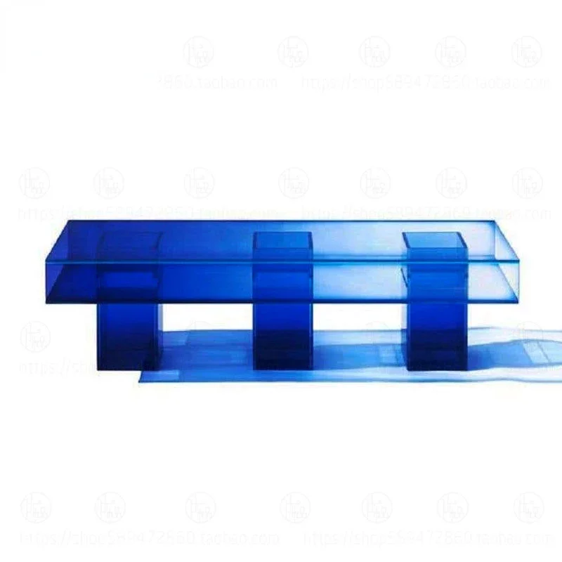 

Designer Customized Transparent Acrylic Bench Gradient Blue a Long Narrow Table Model Room Rectangular TV Cabinet Console Tables