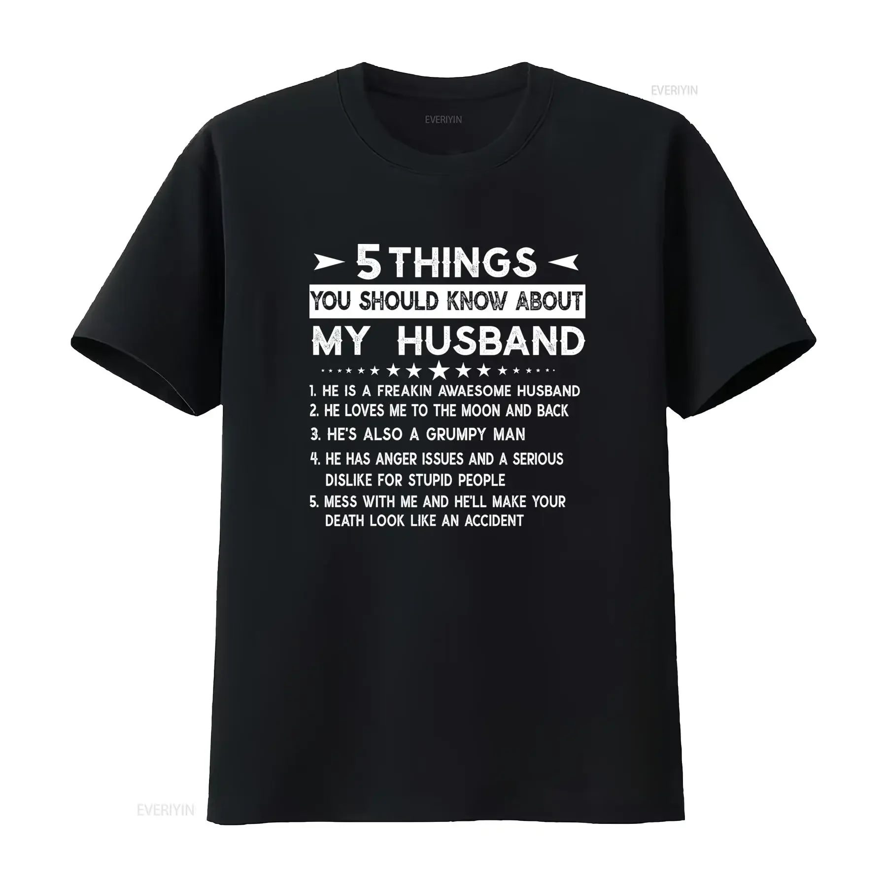 Couple Love From Wife 5 Things You Should Know About My Husband Funny T Shirt vintage Washed Top For Everyday Wear