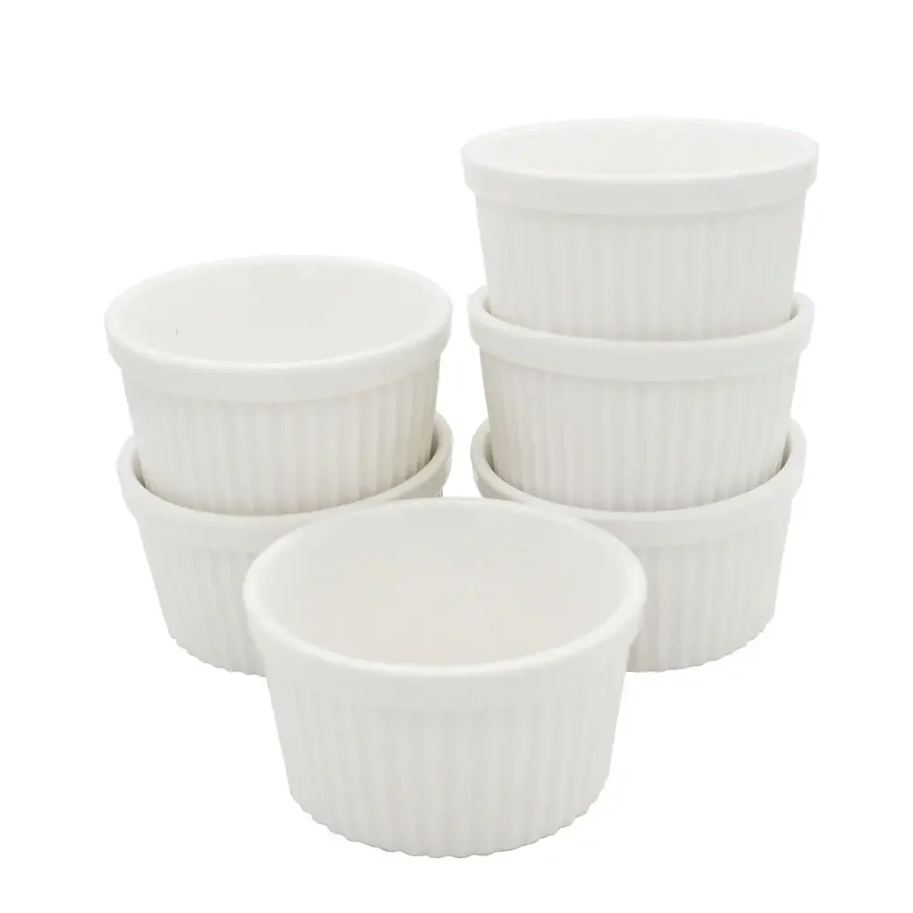 4oz/120ml Ceramic Ramekins Porcelain Souffle Cup Pack of 6 Cupcake Baking Molds