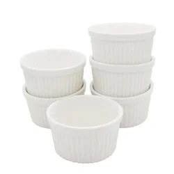 4oz/120ml Ceramic Ramekins Porcelain Souffle Cup Pack of 6 Cupcake Baking Molds