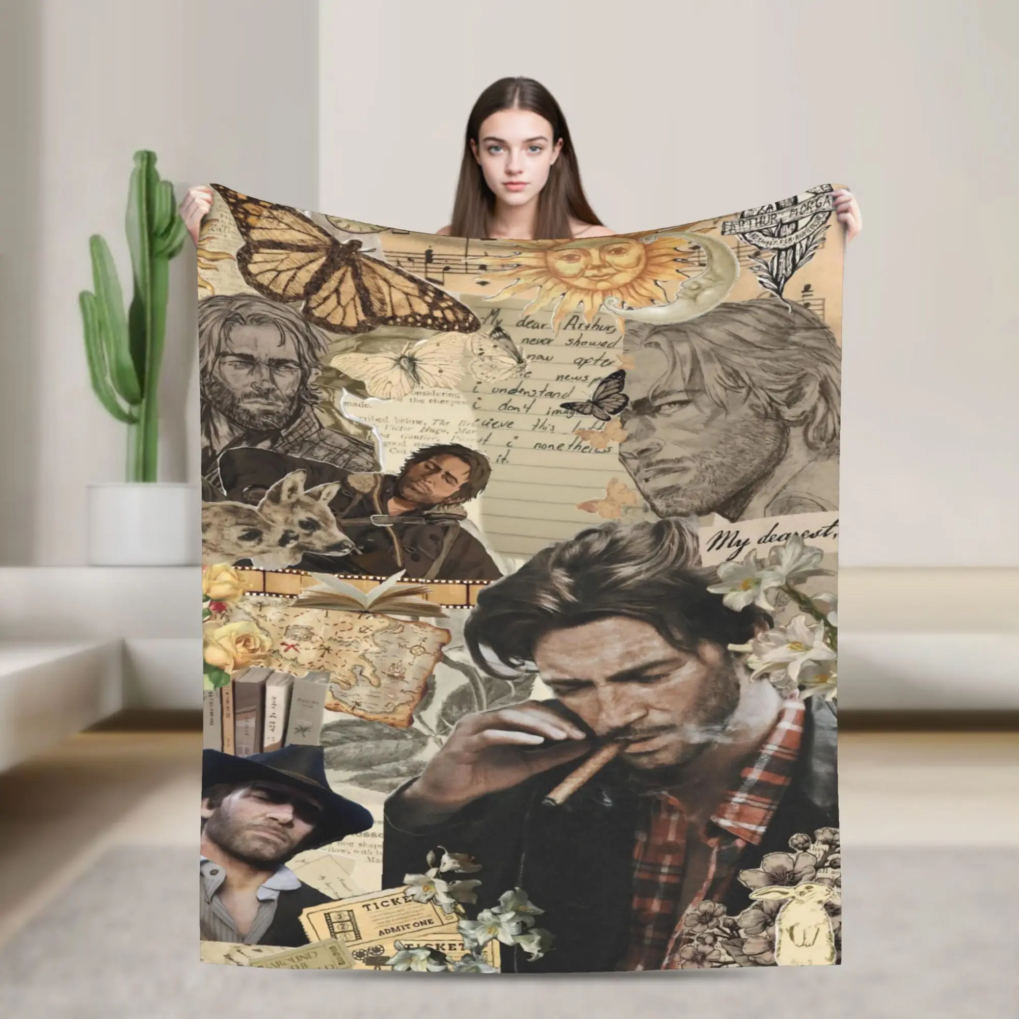 Reds Deads Game Redemptions Knitted Blanket Velvet John Jack Arthur Lightweight Thin Throw Blankets for Car Sofa Couch Bedspread