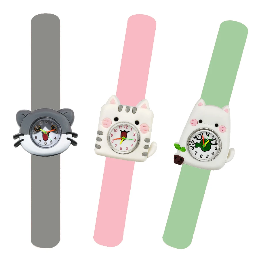 Cartoon Cat Watch for Children Boys Girls Kindergarten Prize Gift Toy Kids Digital Electronics Watches Slap Bracelet Clock