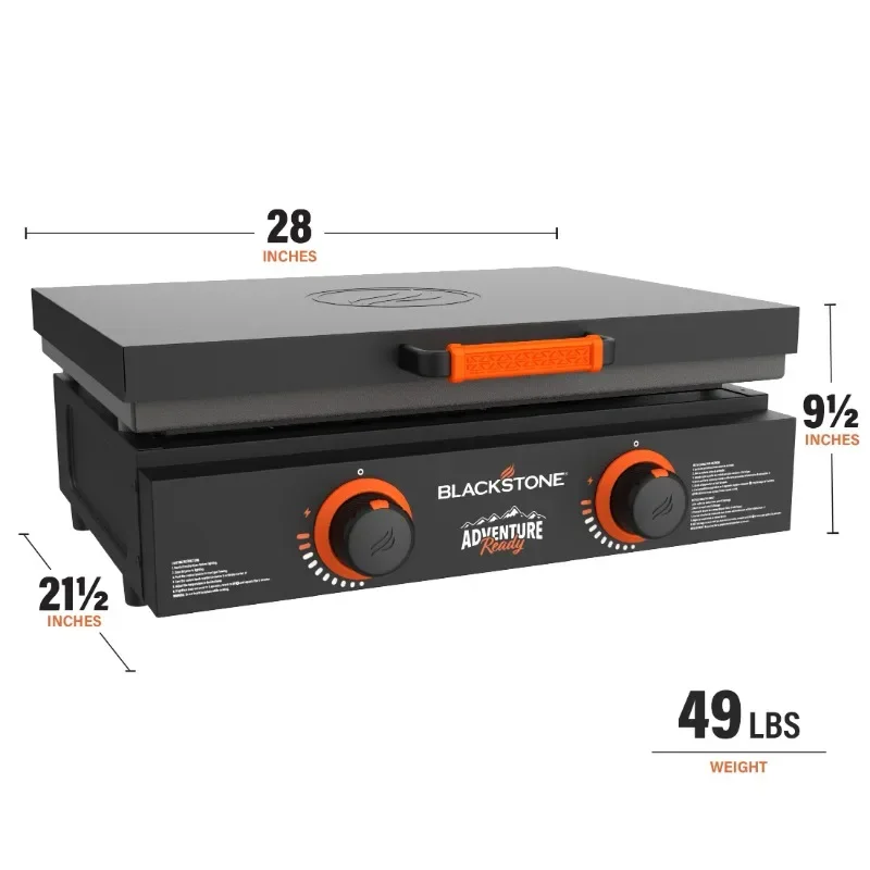 شواية بلاكستون أدفينشر جاهزة بشعلان 22 بوصة مع غطاء صلب باللون الأسود