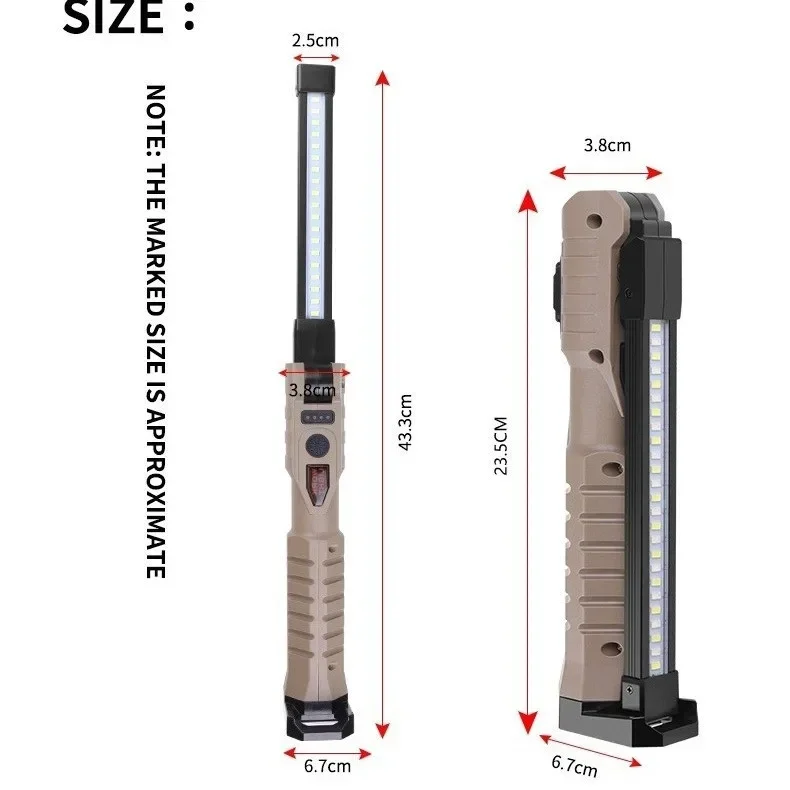 

USB Rechargeable COB LED Work Light Flashlight with Power Indicator - Ideal for Auto Repair & Outdoor