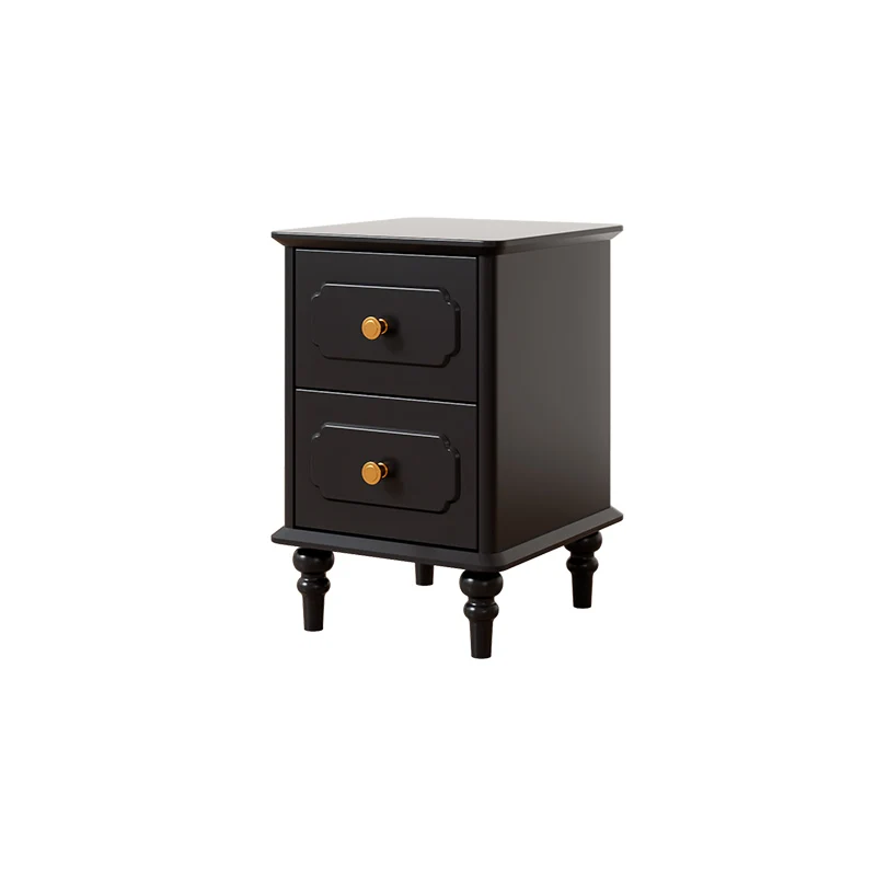 Vintage Black Solid Wood Narrow Bedside Table15/20cm Small Bedroom Gap Storage Cabinet High Grade Oak Bedside Table with Drawers