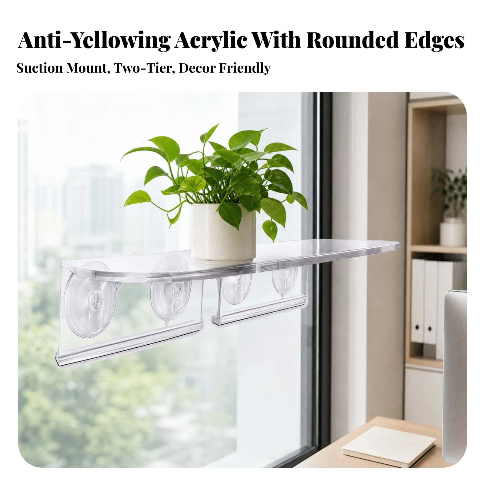 Window Plant Shelf Minimalist Window Planter Shelf Plant Rack with Suction Cups Space-Saving Transparent for Apartment Dwellers