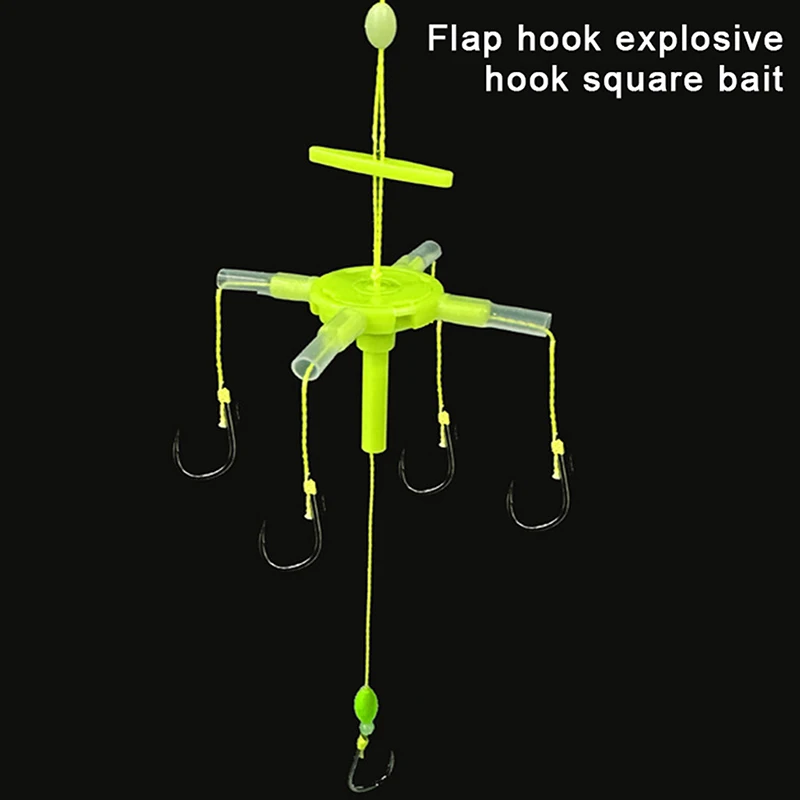 

1pcs 4 Claws Square Bait Fishhooks for Fishing Flap Explosion String Hook Prevent Winding PE Lines With Hose Carbon Steel Hooks