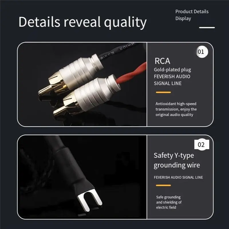 A53M-LP RCA Turntable Fever Level Singing Signal Cable Double Lotus Design With Ground Wire Oxygen-Free Copper Audio Cable