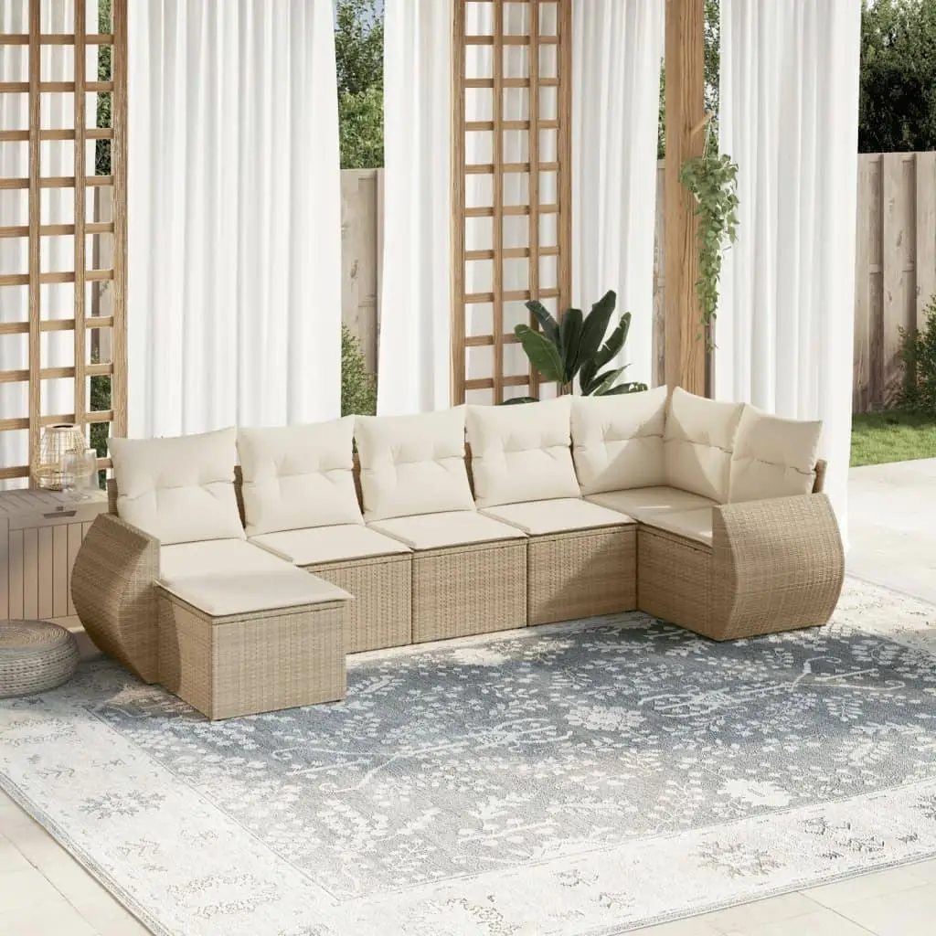 

Cozy Beige Patio Sofa Set Outdoor Furniture 5 Piece Sectional Conversation Seating Comfortable Cushion Garden Loveseat Set