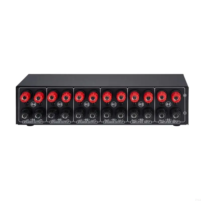 

77HA Stereo Amp Amplifier / Speaker Selector Splitter Box, 2 in 4 out Switcher Compare 2 Amps or Speaker