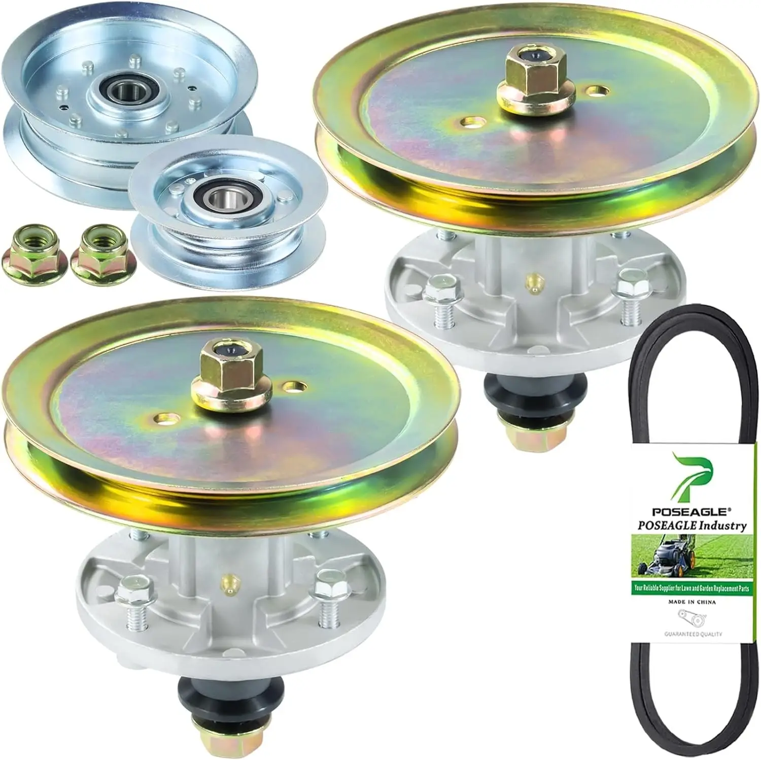 

2 Pack Spindle Assembly with Pulley and Belt for John Deere D100-D130 Lawn Tractors