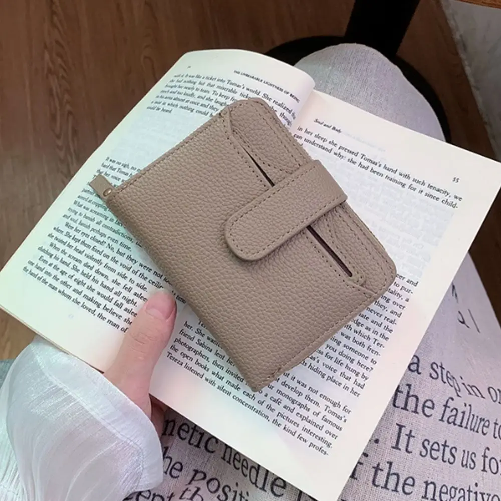 PU Leather Women's Wallet Zipper Multiple Card Slots Mini Short Wallet Solid Color Large Capacity Card Holder For Ladies