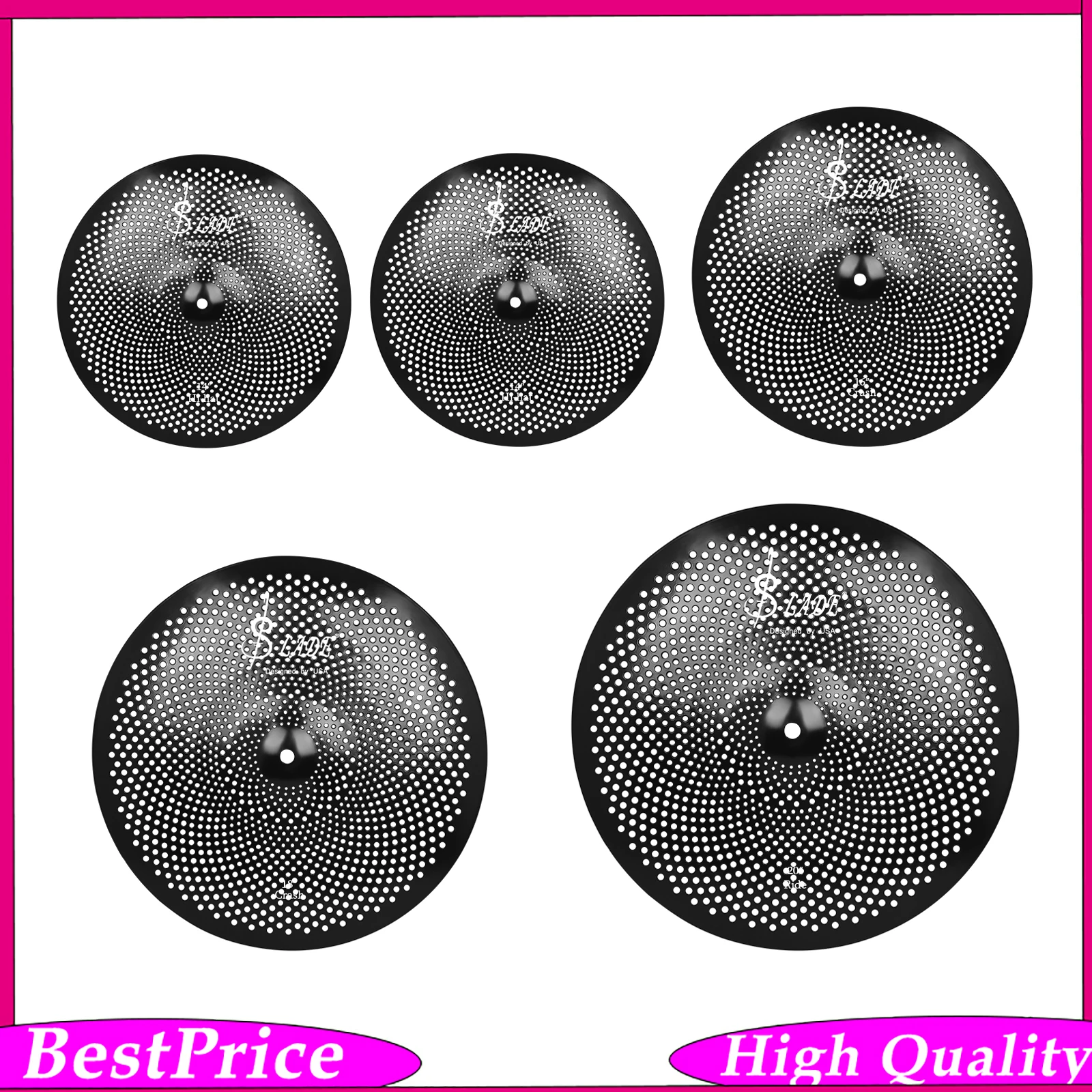 SLADE Mute Cymbal Low‑Volume Silent Drum Cymbal Noise‑Reduction Percussion Instrument Parts for Drummer Practice Performance