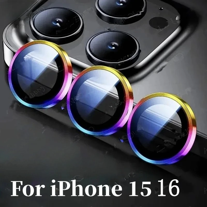 3-2Pcs Objektiv Ring Für IPhone 16 17Pro Max 16 Plus 14 15 Objektiv Ring + Gehärtetes Glas für IPhone 15 14 Pro Max Objektiv Schutzhülle