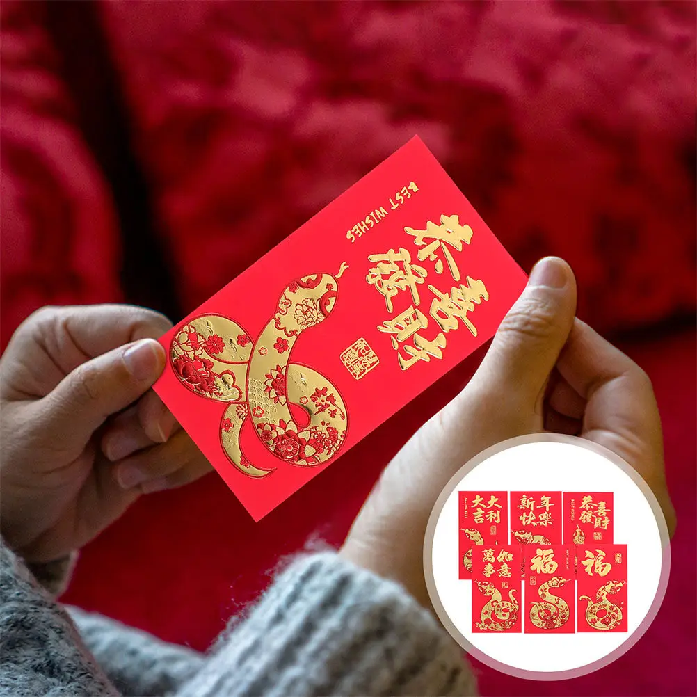 

60 шт. красных конвертов на Год Змеи, декоративные конверты для денег, для Весеннего фестиваля, свадеб, для хранения наличных, счастливые конверты
