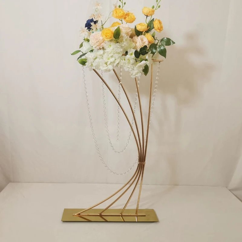 

Shiny Gold Flowers Stand, Wedding Centerpiece Decoration, Event Party Display Stand, Tall Metal Road Lead, 84cm, 33 ", 2 Pcs,